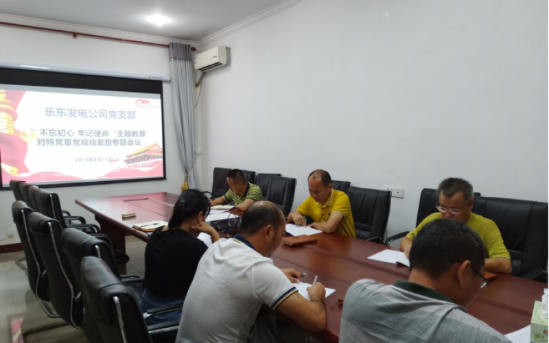 乐东发电公司党支部召开对照党章党规找差距专题会议
